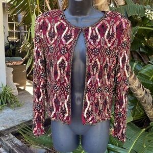 Vintage 80s Stenay  silk exquisitely beaded crop jacket